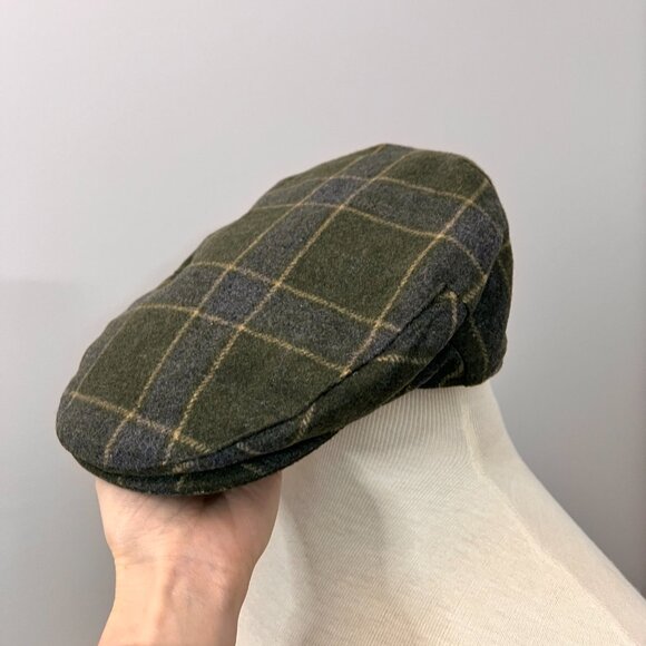 The Quiet Man Irish Flat Cap Green and Gray Wool Plaid - Picture 7 of 11